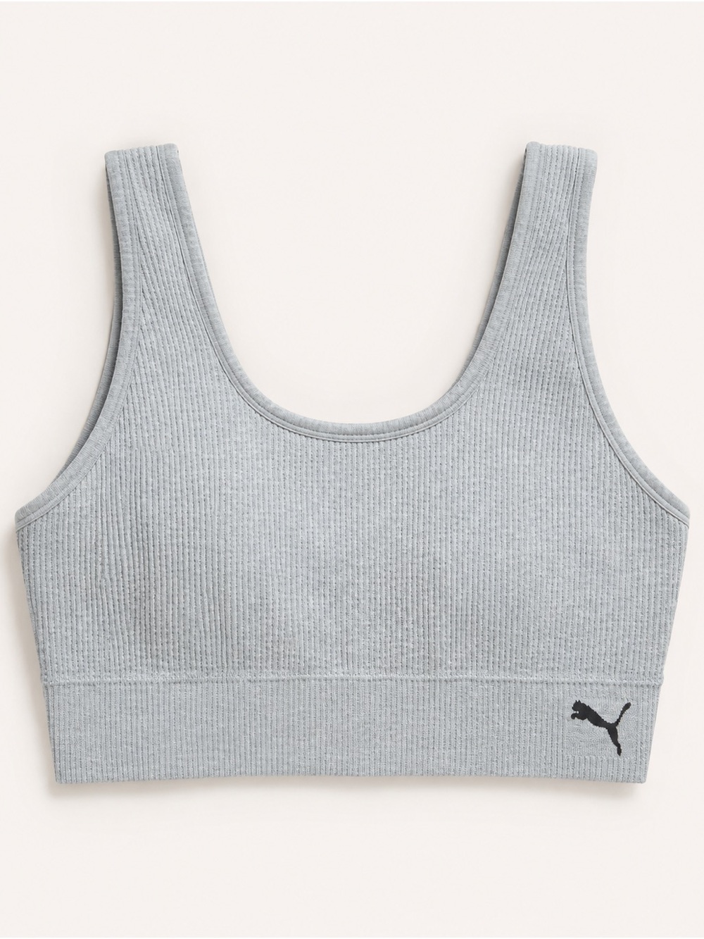 Puma Light Gray Ribbed Scoop Sports Bra